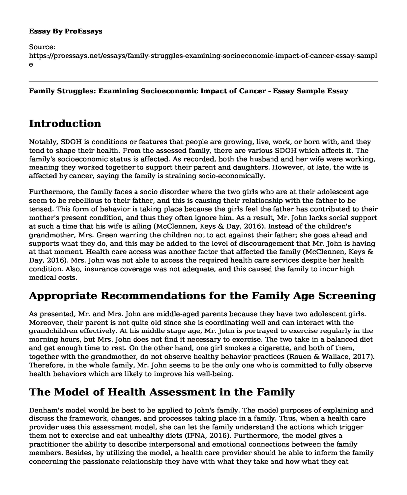 Family Struggles: Examining Socioeconomic Impact of Cancer - Essay Sample