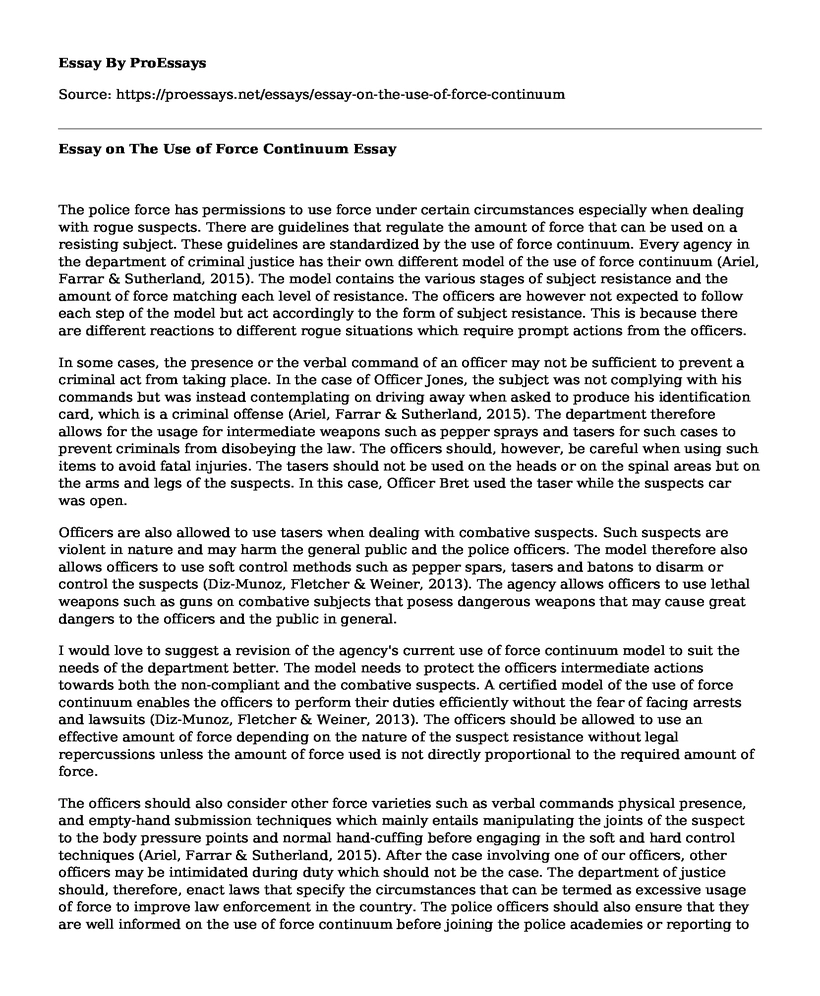Essay on The Use of Force Continuum