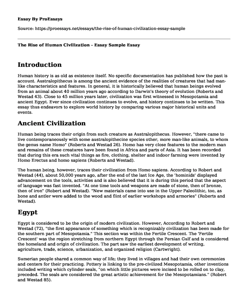 The Rise of Human Civilization - Essay Sample
