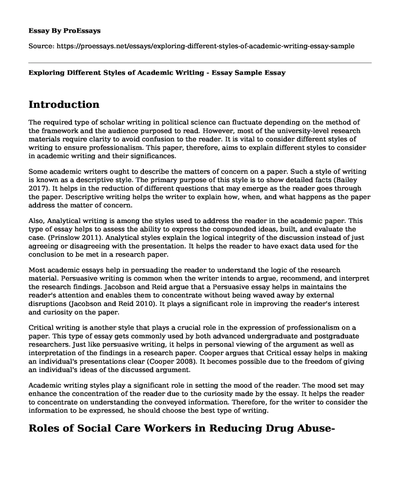 Exploring Different Styles of Academic Writing - Essay Sample