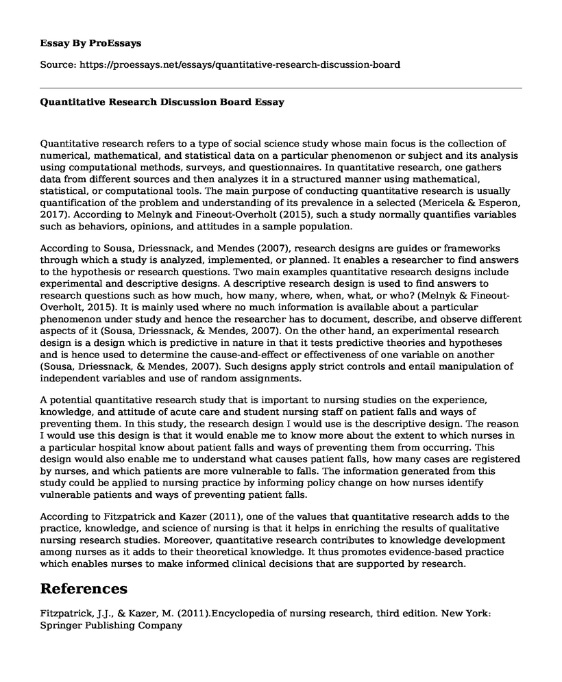  Quantitative Research Discussion Board Free Essay Term Paper 