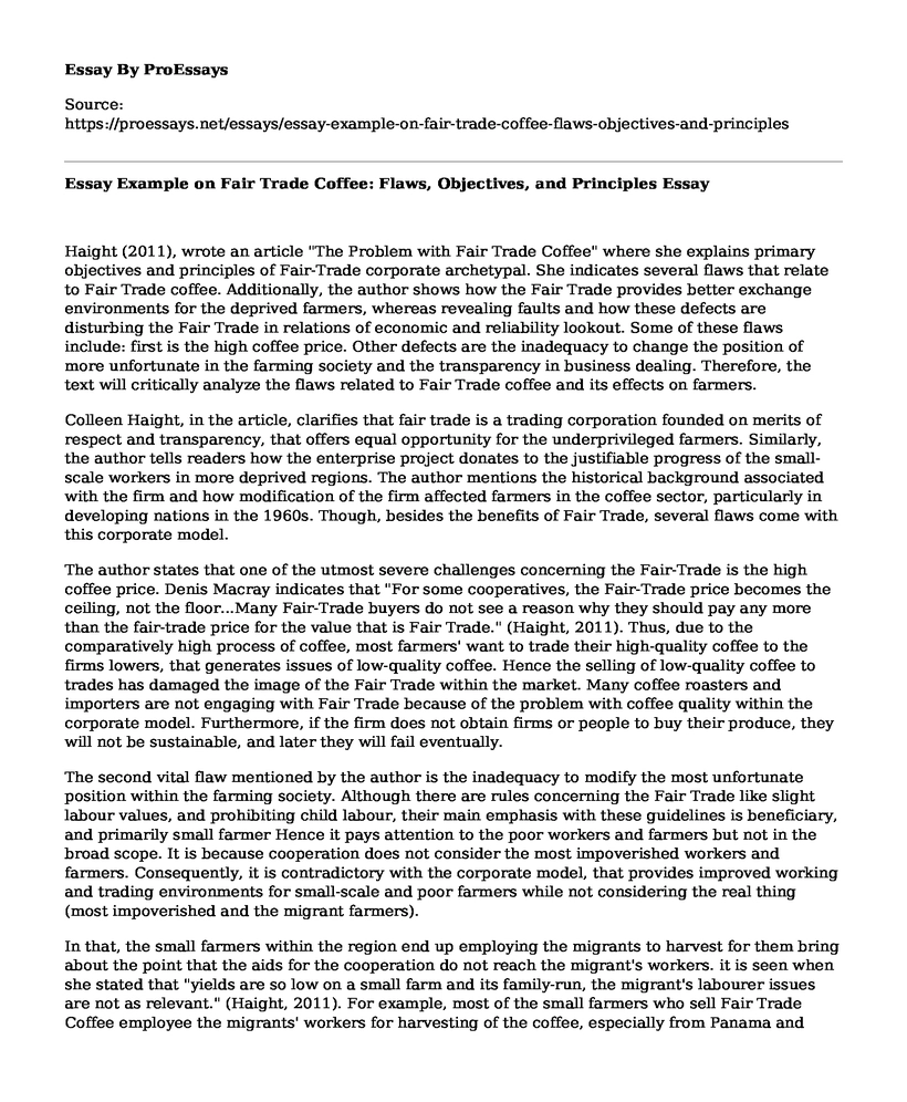 Essay Example on Fair Trade Coffee: Flaws, Objectives, and Principles