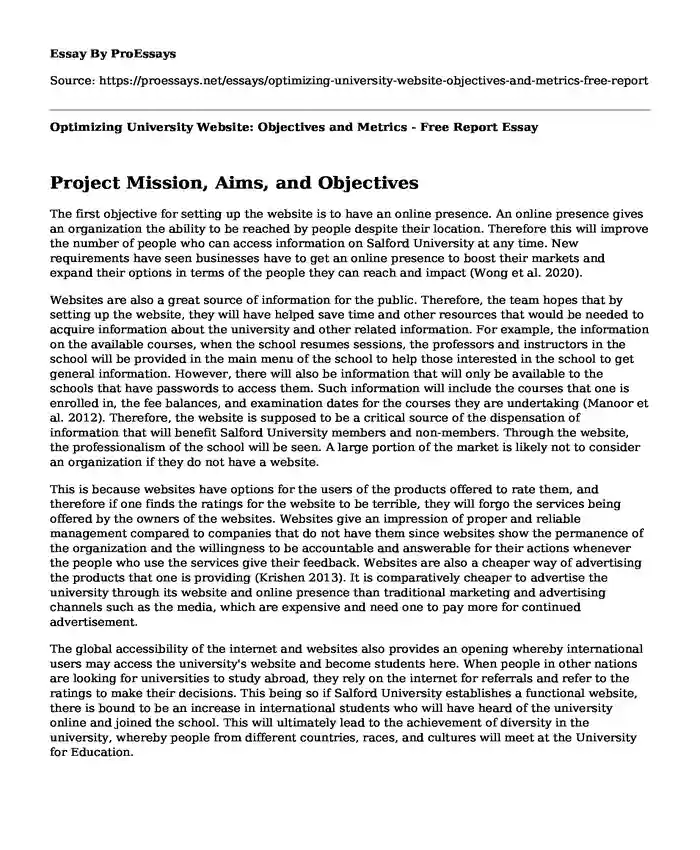Optimizing University Website: Objectives and Metrics - Free Report