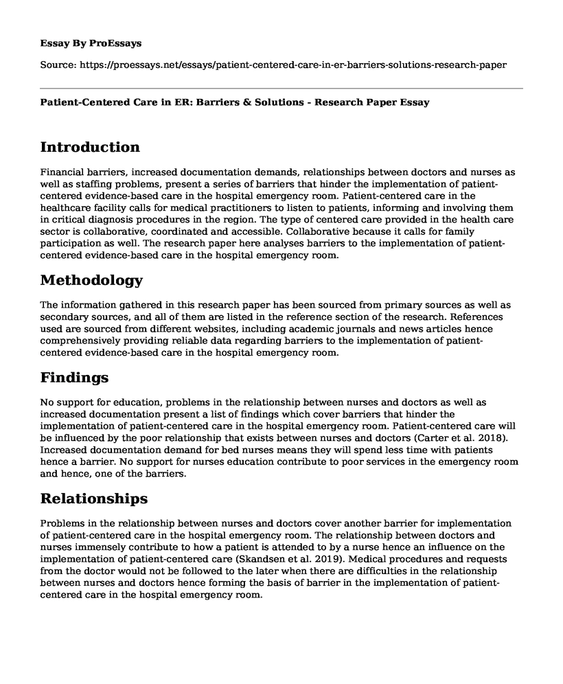 Patient-Centered Care in ER: Barriers & Solutions - Research Paper