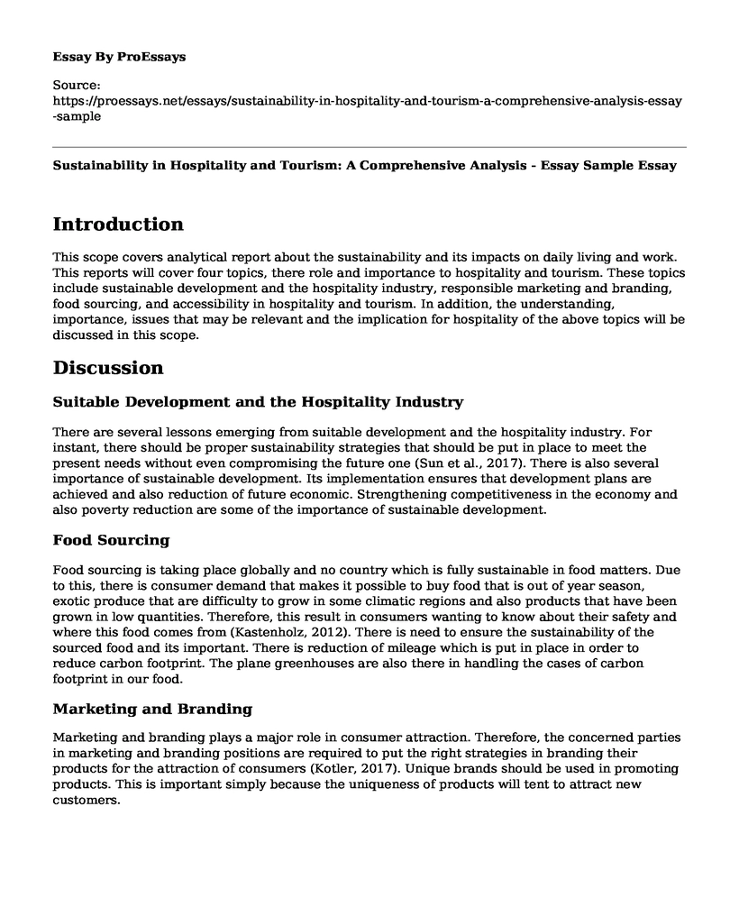 Sustainability in Hospitality and Tourism: A Comprehensive Analysis - Essay Sample