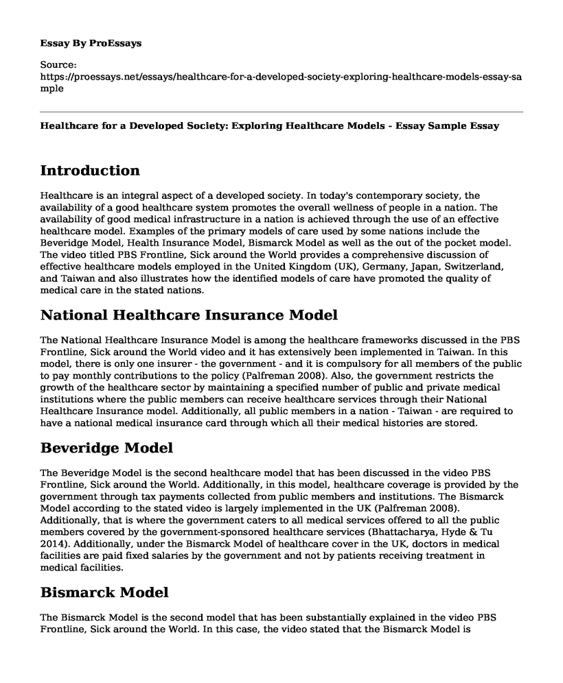 Healthcare for a Developed Society: Exploring Healthcare Models - Essay Sample