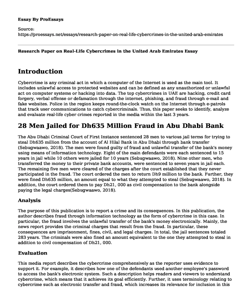Research Paper on Real-Life Cybercrimes in the United Arab Emirates
