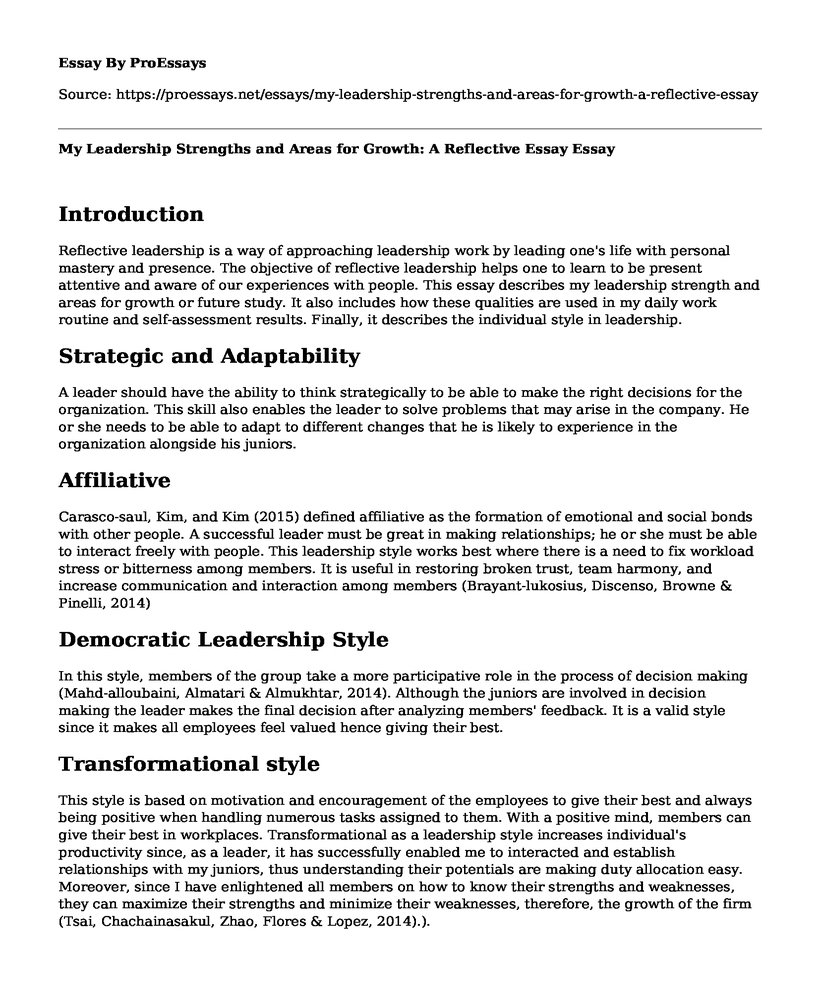 My Leadership Strengths and Areas for Growth: A Reflective Essay