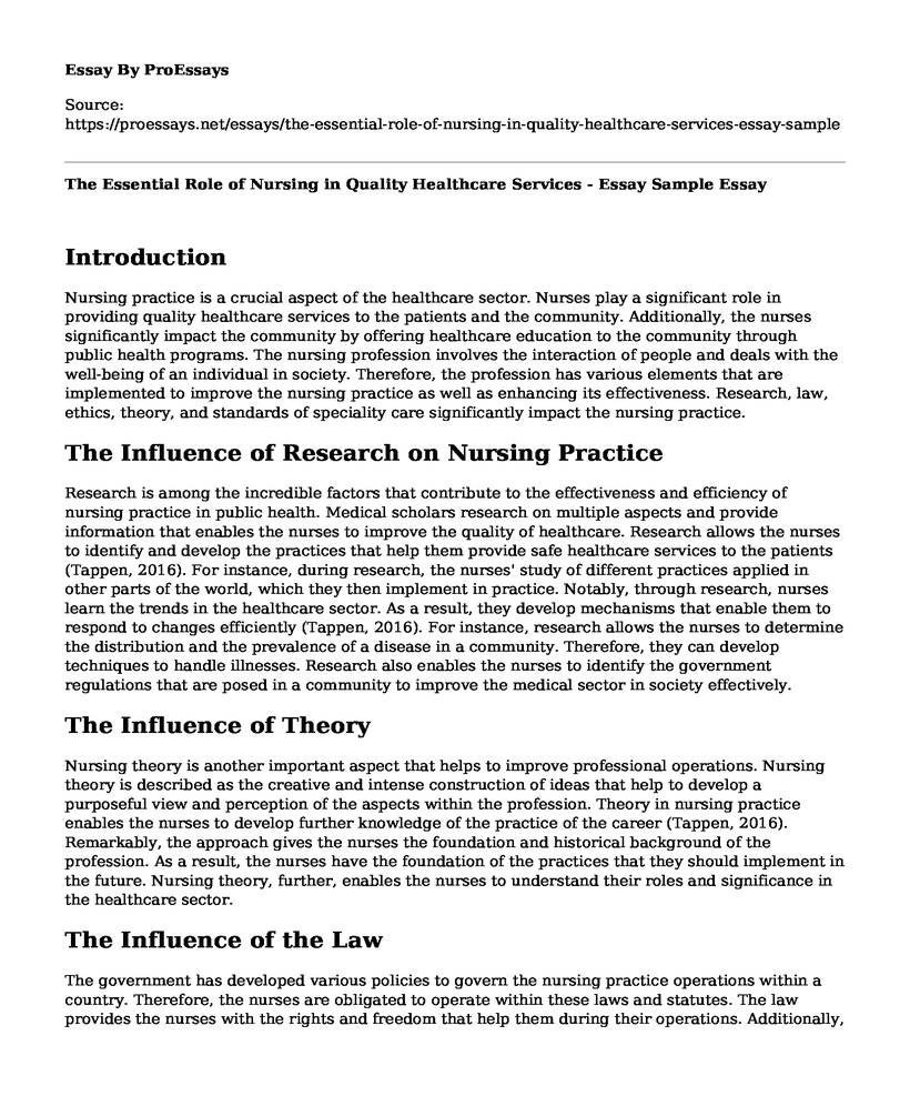 The Essential Role of Nursing in Quality Healthcare Services - Essay Sample