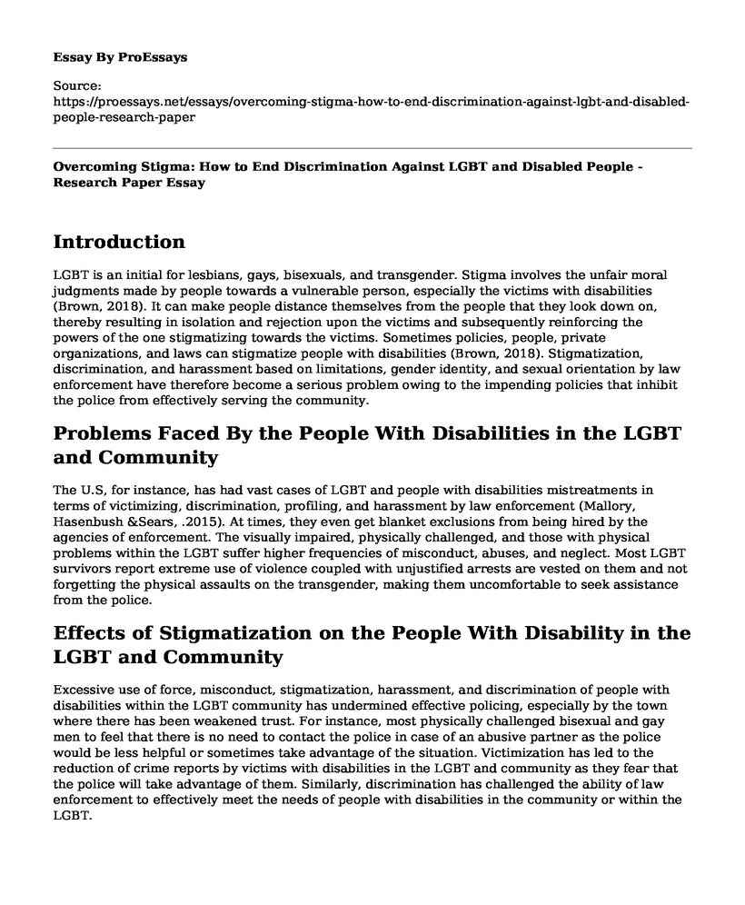 Overcoming Stigma: How to End Discrimination Against LGBT and Disabled People - Research Paper