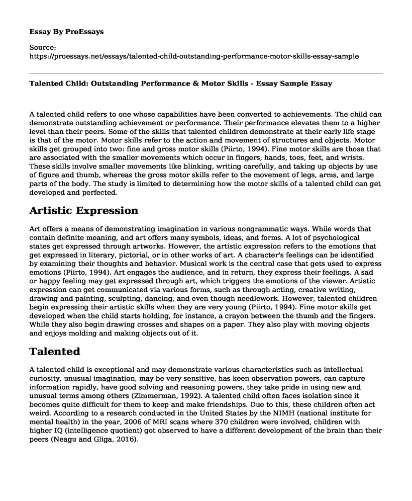 Talented Child: Outstanding Performance & Motor Skills - Essay Sample