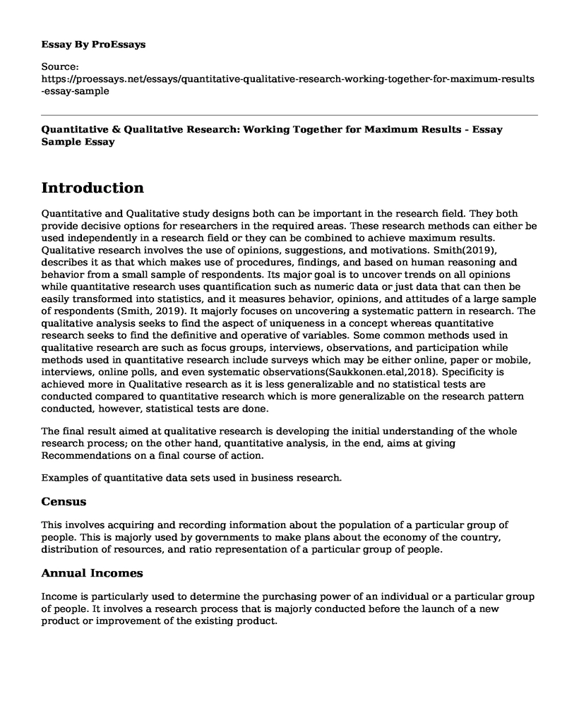 Quantitative & Qualitative Research: Working Together for Maximum Results - Essay Sample