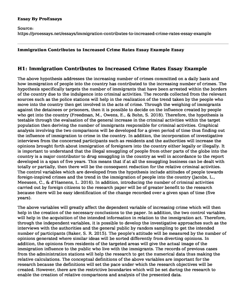 Immigration Contributes to Increased Crime Rates Essay Example
