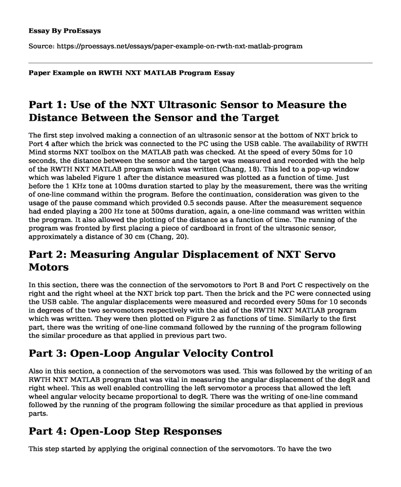 Paper Example on RWTH NXT MATLAB Program