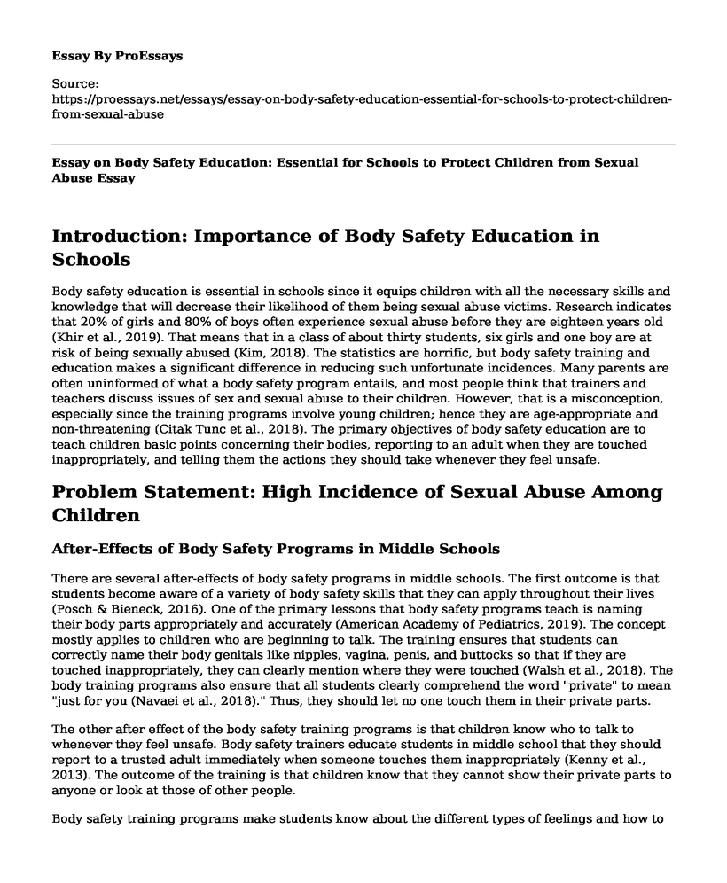 Essay on Body Safety Education: Essential for Schools to Protect Children from Sexual Abuse