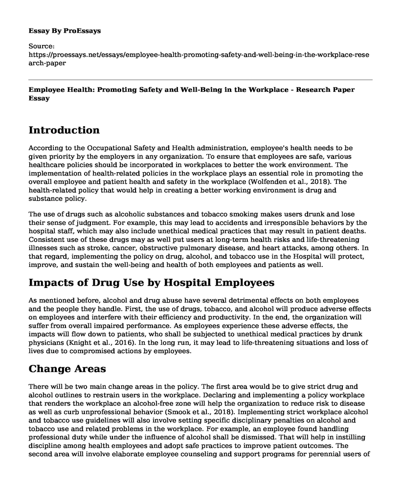 Employee Health: Promoting Safety and Well-Being in the Workplace - Research Paper