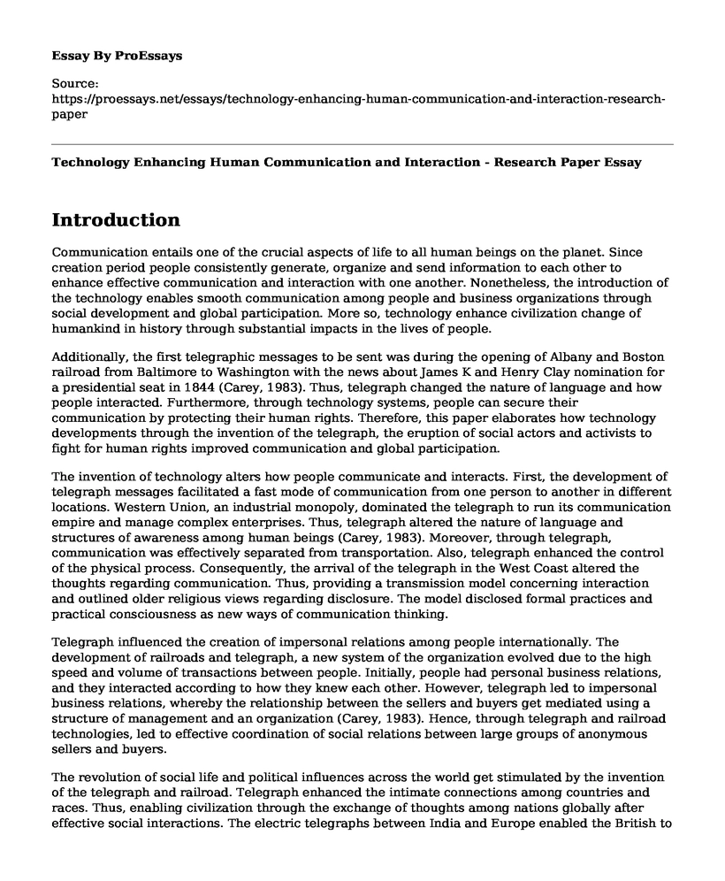 Technology Enhancing Human Communication and Interaction - Research Paper