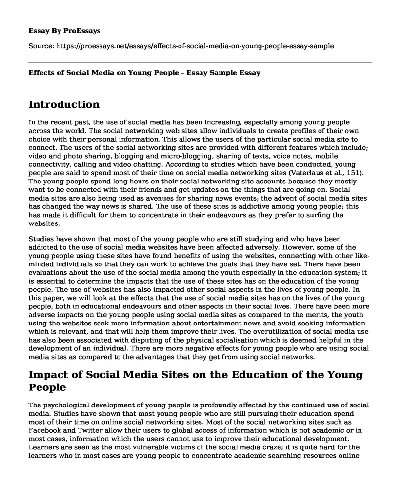Effects of Social Media on Young People - Essay Sample