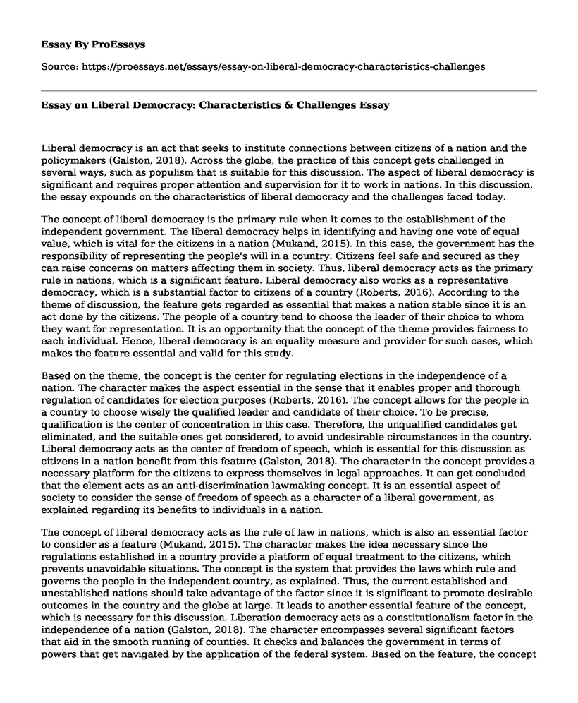 Essay on Liberal Democracy: Characteristics & Challenges