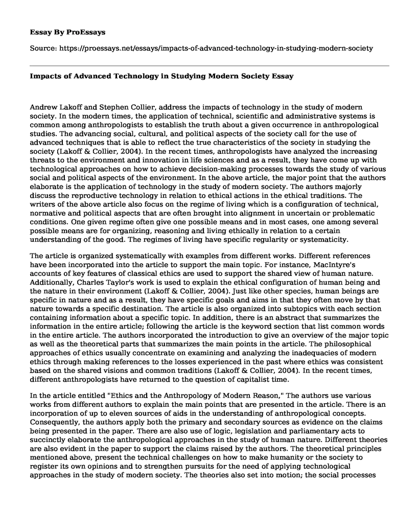 Impacts of Advanced Technology in Studying Modern Society