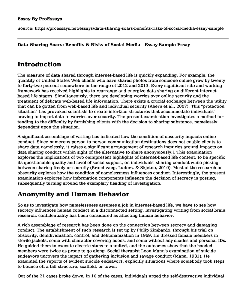 Data-Sharing Soars: Benefits & Risks of Social Media - Essay Sample