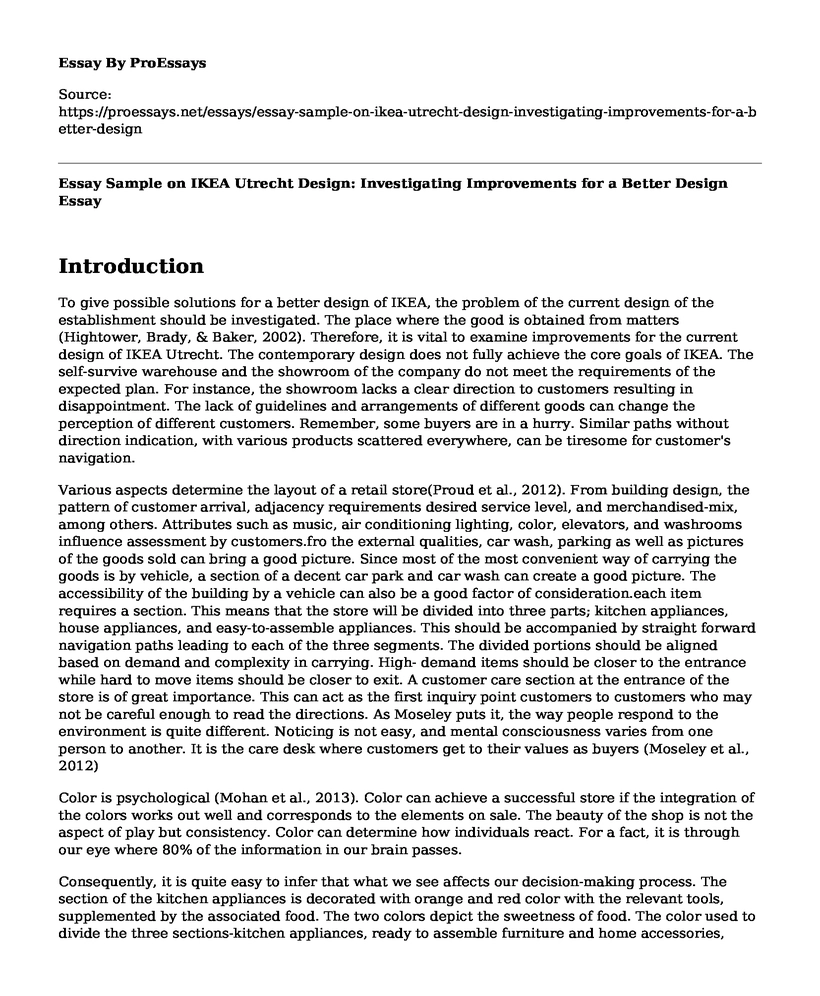 Essay Sample on IKEA Utrecht Design: Investigating Improvements for a Better Design