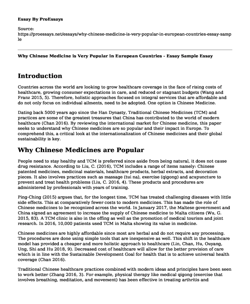 Why Chinese Medicine is Very Popular in European Countries - Essay Sample