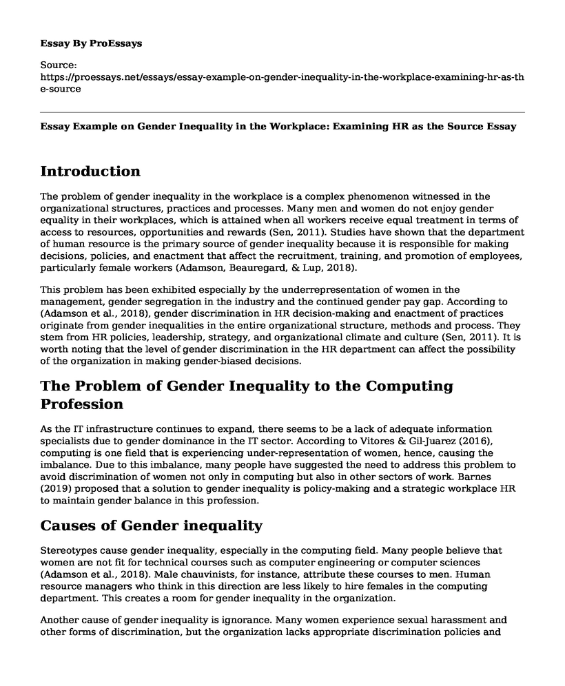 literature review on gender inequality in the workplace pdf