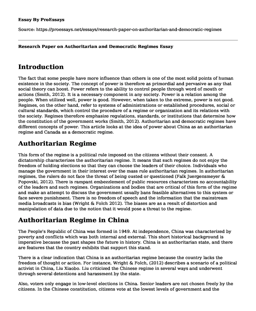 Research Paper on Authoritarian and Democratic Regimes