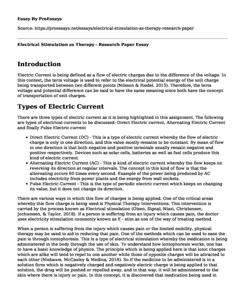 Electrical Stimulation as Therapy - Research Paper