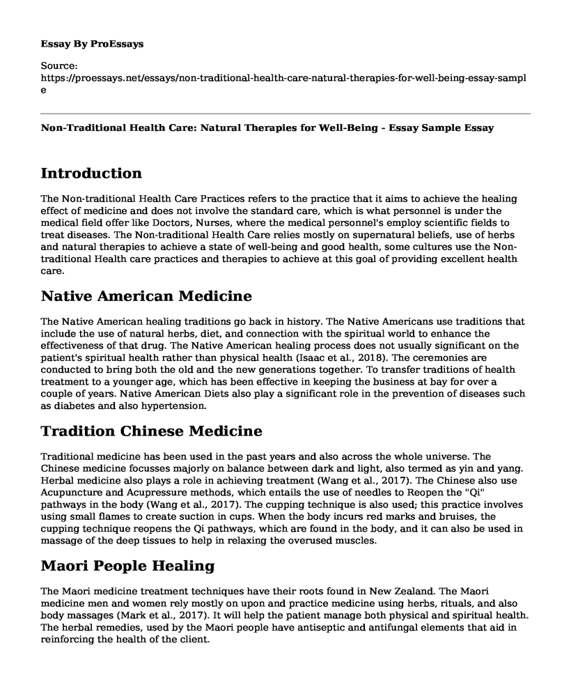Non-Traditional Health Care: Natural Therapies for Well-Being - Essay Sample