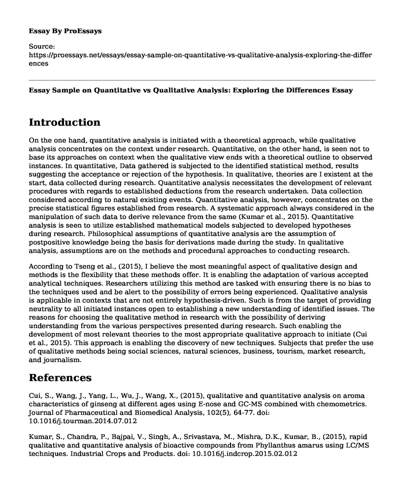Essay Sample on Quantitative vs Qualitative Analysis: Exploring the Differences