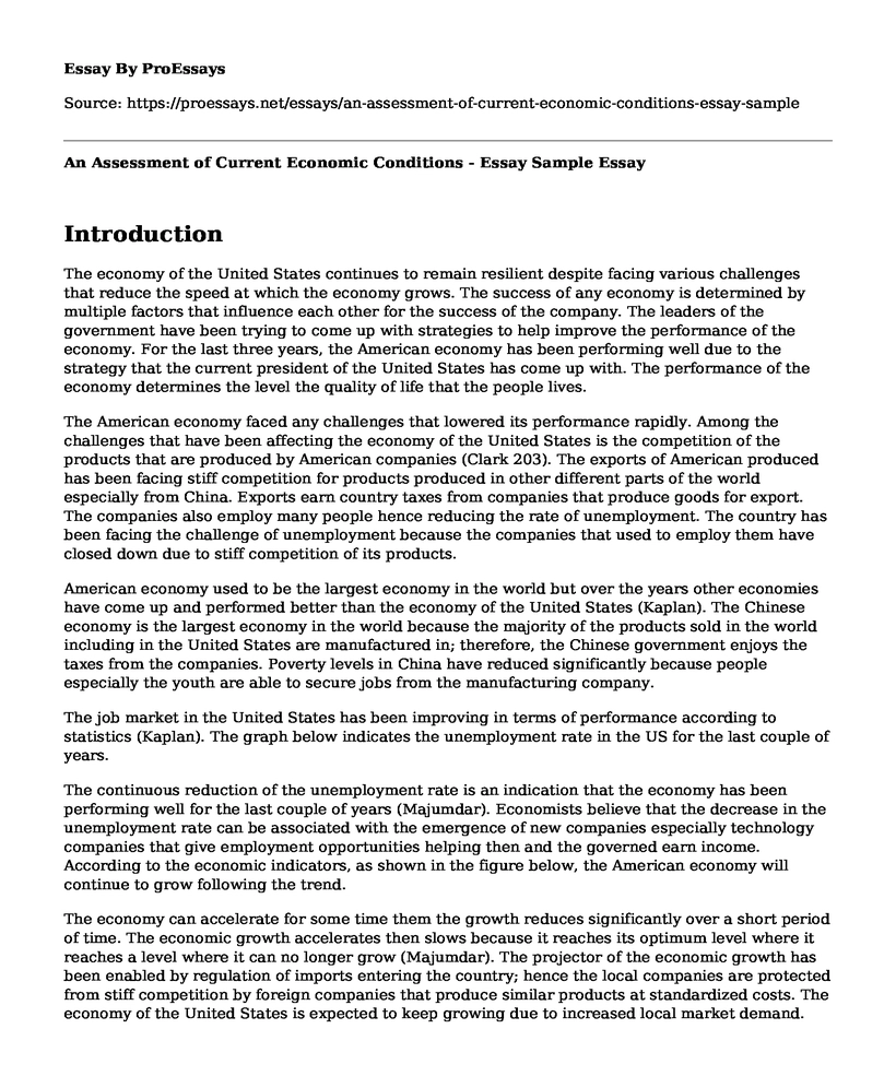 An Assessment of Current Economic Conditions - Essay Sample