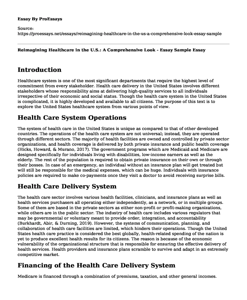 Reimagining Healthcare in the U.S.: A Comprehensive Look - Essay Sample