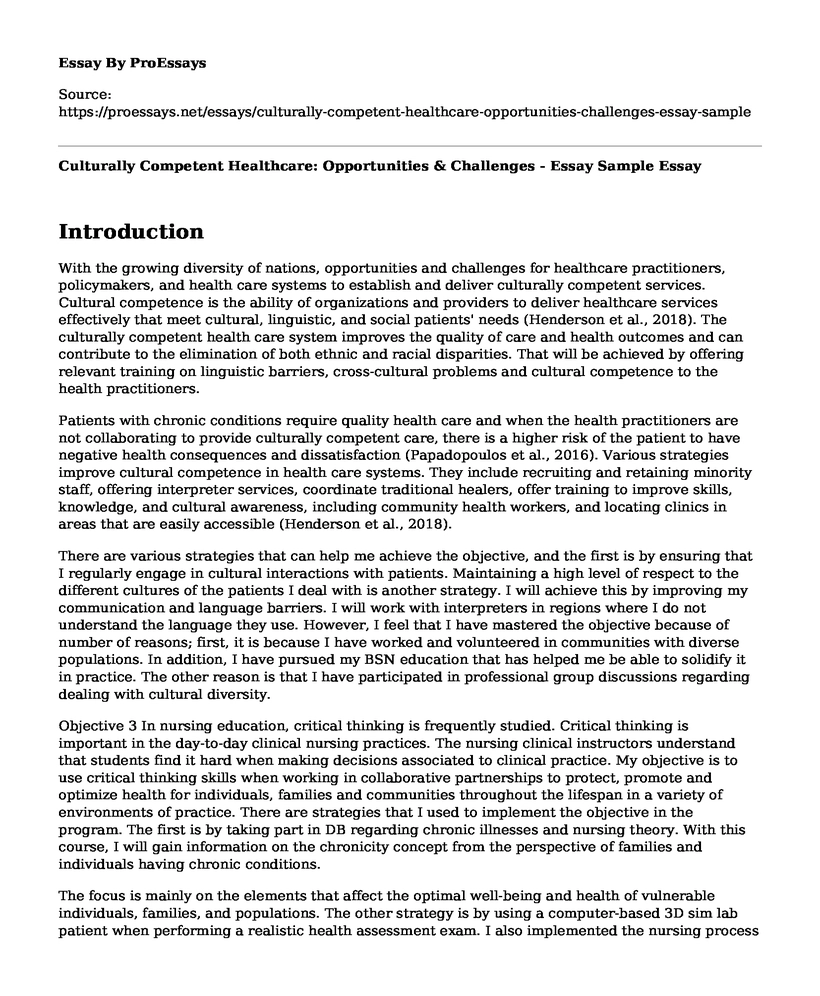 Culturally Competent Healthcare: Opportunities & Challenges - Essay Sample