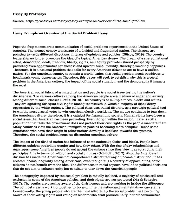  Essay Example On Overview Of The Social Problem Free Essay Term 