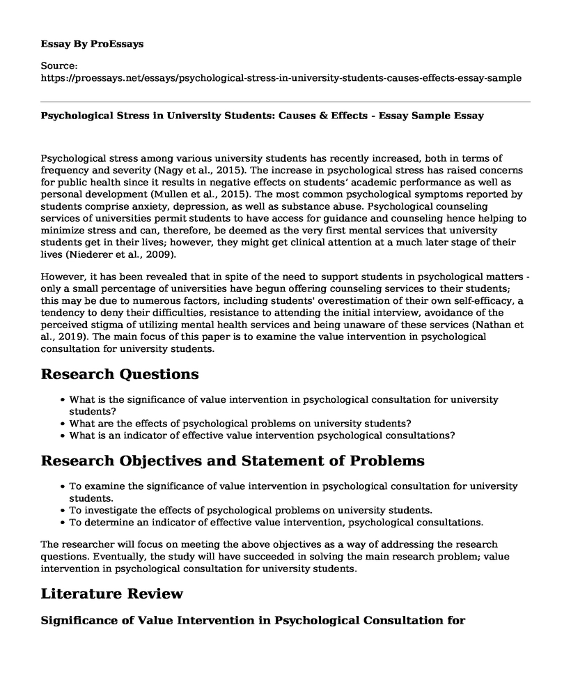 Psychological Stress in University Students: Causes & Effects - Essay Sample