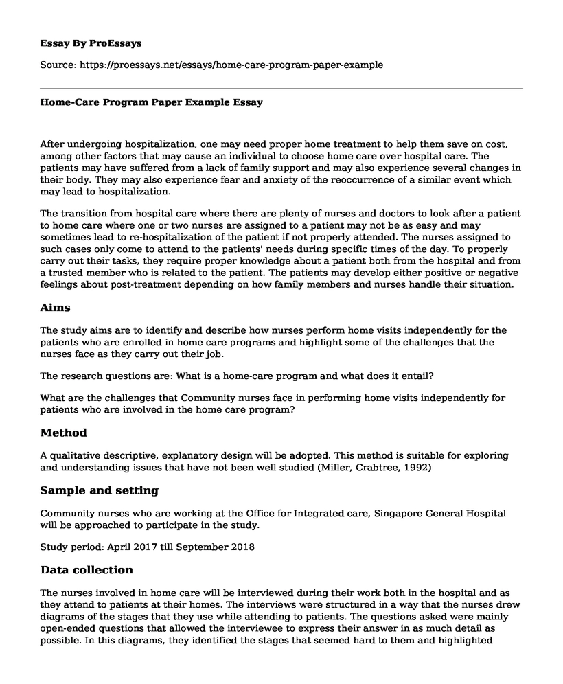 Home-Care Program Paper Example