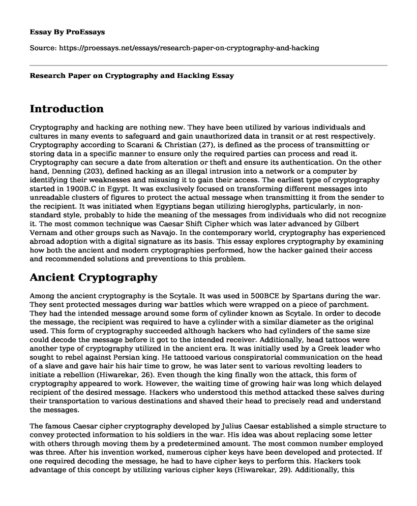 Research Paper on Cryptography and Hacking