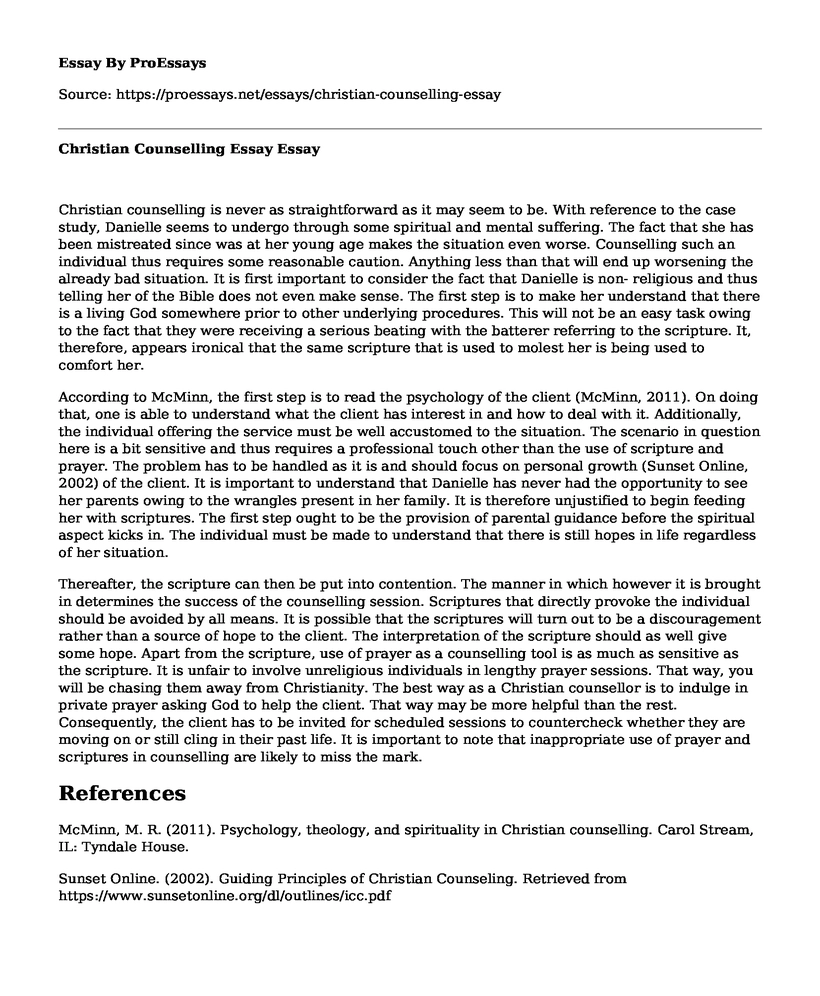 Christian Counselling Essay