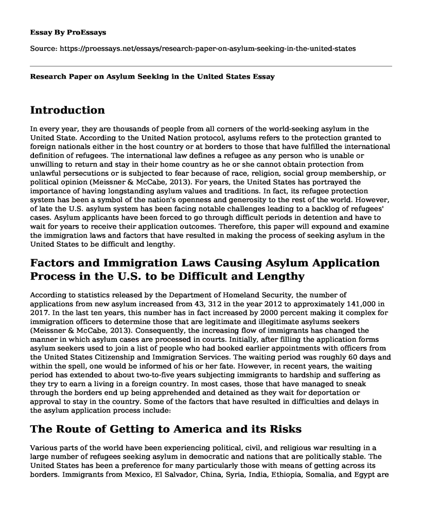 Research Paper on Asylum Seeking in the United States