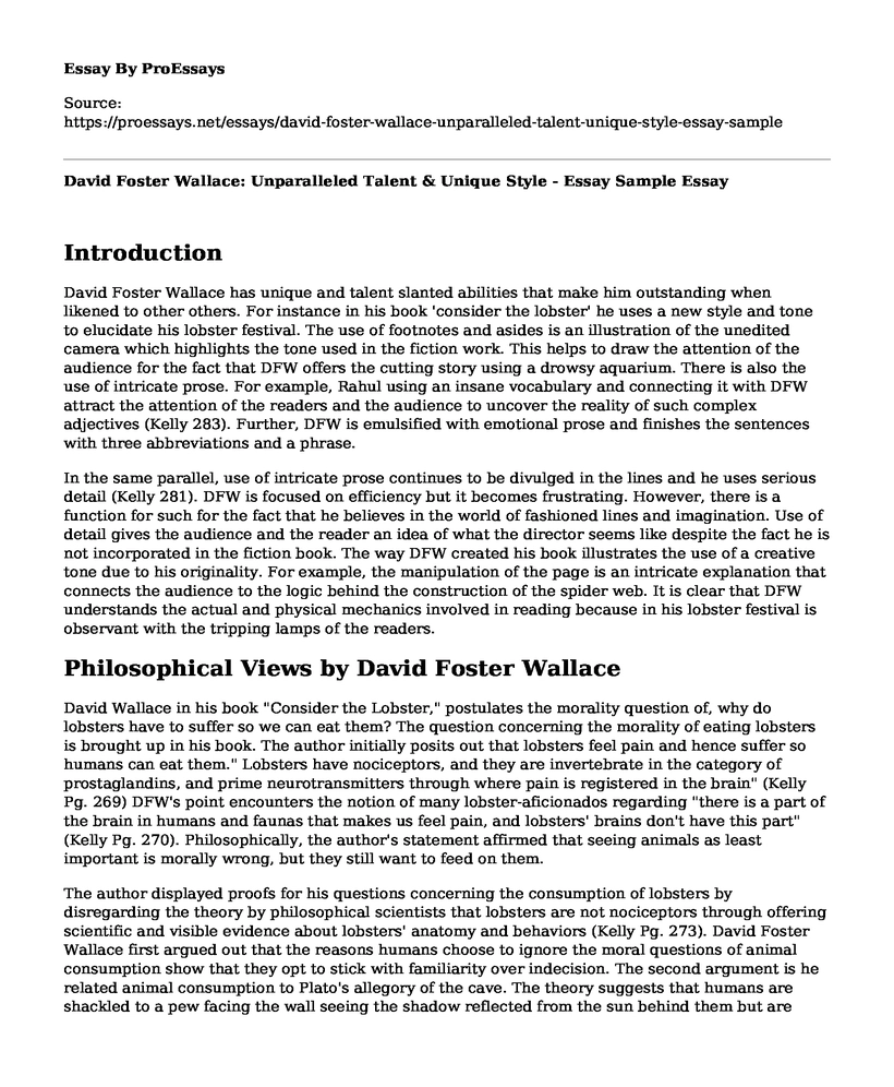 David Foster Wallace: Unparalleled Talent & Unique Style - Essay Sample