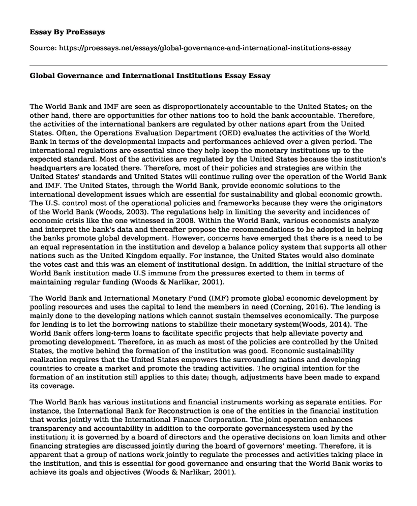 Global Governance and International Institutions Essay