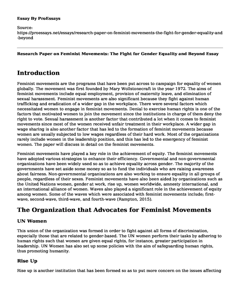 Research Paper on Feminist Movements: The Fight for Gender Equality and Beyond