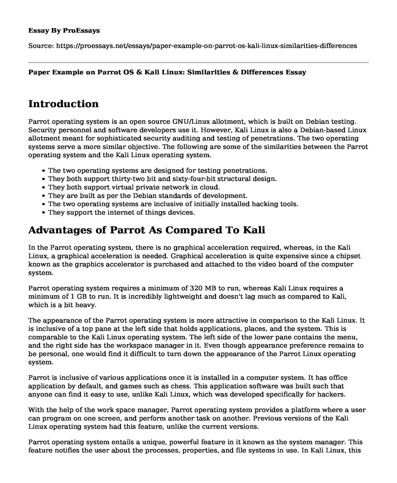 Paper Example on Parrot OS & Kali Linux: Similarities & Differences