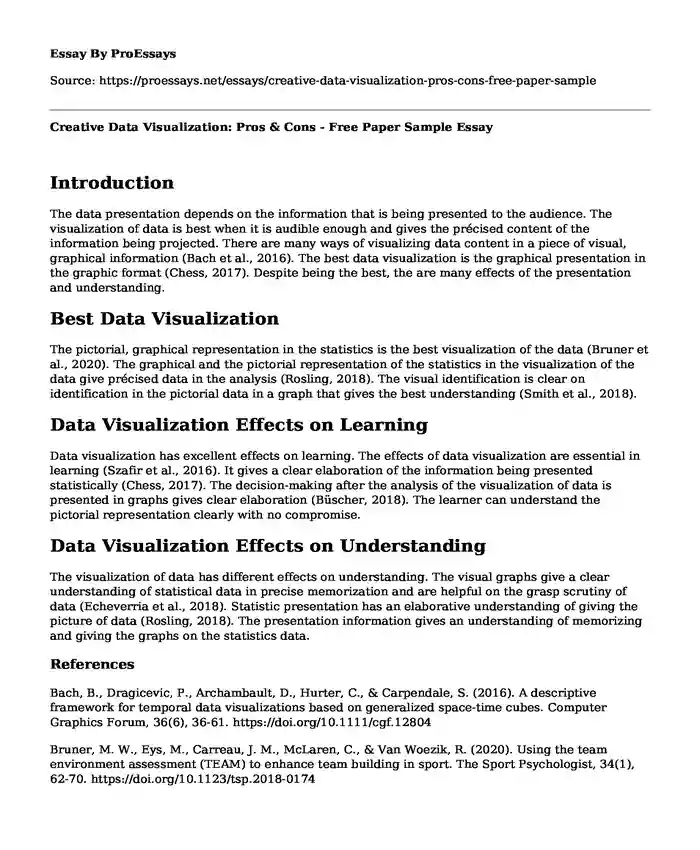 Creative Data Visualization: Pros & Cons - Free Paper Sample