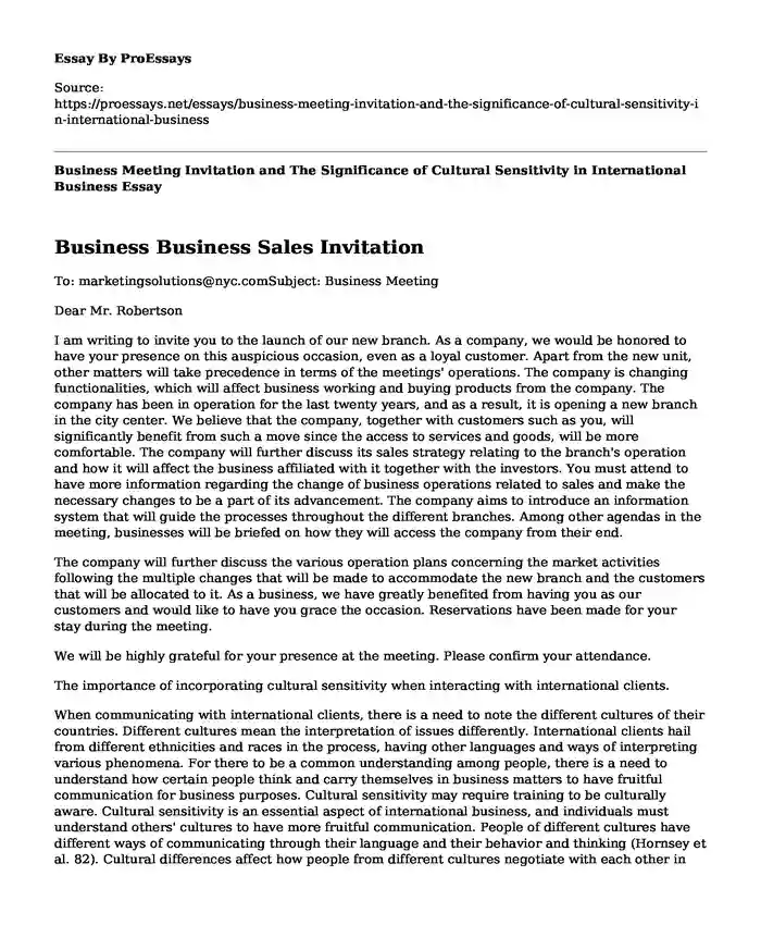 Business Meeting Invitation and The Significance of Cultural Sensitivity in International Business