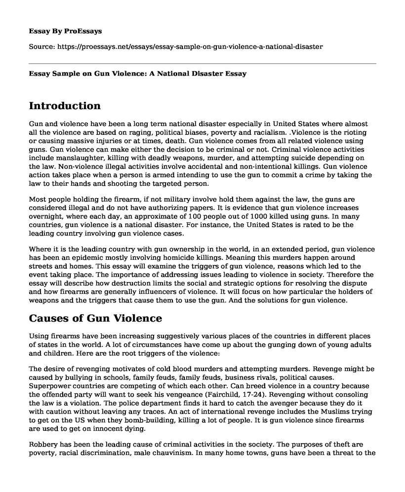 analytical essay on gun violence