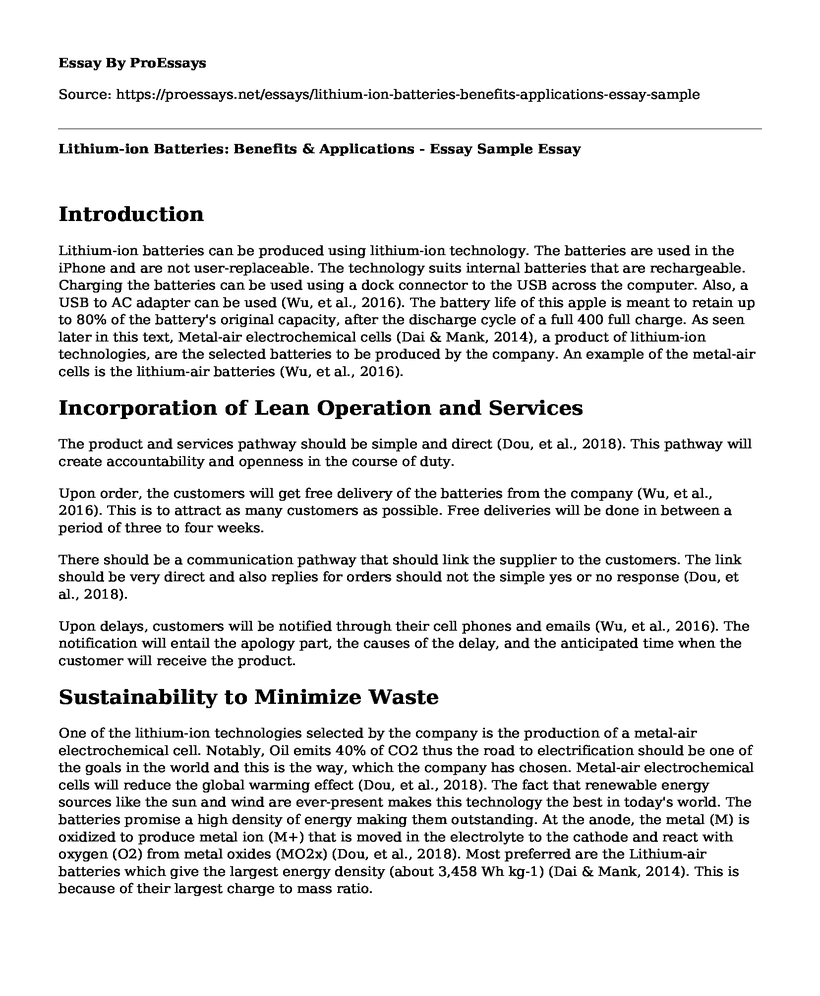 Lithium-ion Batteries: Benefits & Applications - Essay Sample