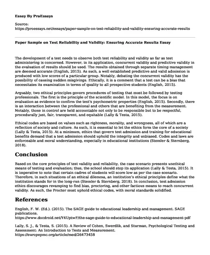 Paper Sample on Test Reliability and Validity: Ensuring Accurate Results